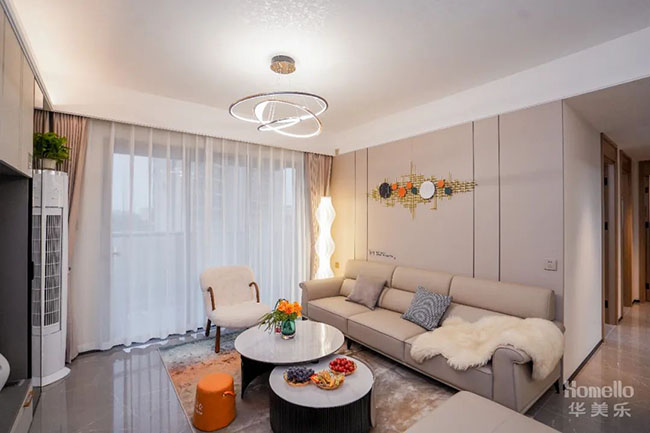 108㎡三居，設(shè)計橫廳實木一體柜，體驗簡約實用的奶油風(fēng)生活